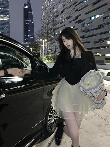 少女凯拉~复古吊带连衣裙女春季新款网纱蓬蓬裙a字蛋糕裙短裙裙子