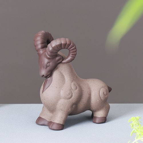 茶宠羊 创意精品紫砂山羊开泰手工茶宠摆件陶瓷12生肖