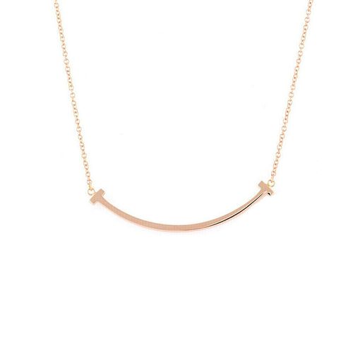 tiffany蒂芙尼项链笑脸 t系列18k玫瑰金微笑吊坠项链女士蒂凡尼