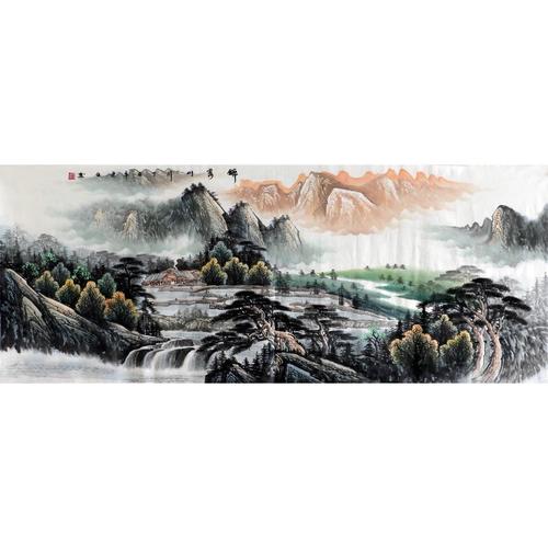 纯手绘真迹国画山水画客厅办公室装饰收藏字画小六尺水墨山水画3