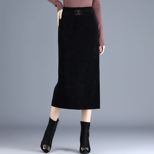 雪尼尔半身裙2020新款高腰显瘦包臀裙纯色厚款显瘦气质一步裙子
