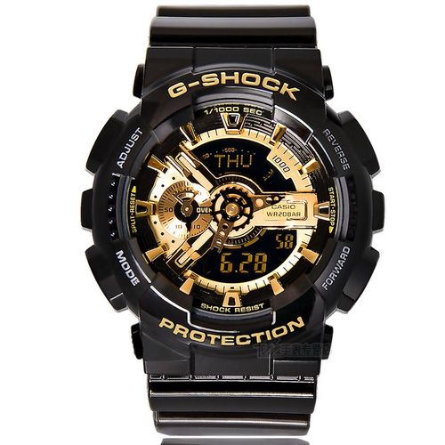 casio卡西欧ga-110gb/110男士手表g-shock运动男表黑金潮酷黑武士