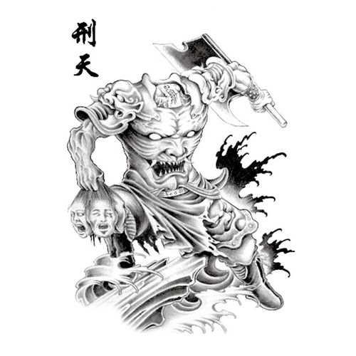 纹身贴骷髅恶魔凶狠斧头浪花鬼脸刑天三面骷髅佛防水防汗持久花臂