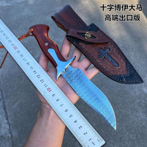 美国高端vg10钢大马士革钢手工直刀户外花纹钢刀小刀野外求生小刀