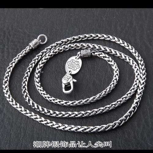 纯银项链马鞭纹男款项链坠子百搭风格款式泰国进口