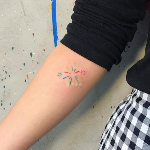星空烟花纹身贴防水持久男女情侣手臂脚踝可爱彩色韩