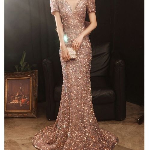 主持人礼服2022新款晚宴年会气质高端亮片轻奢长款气场女王鱼尾裙【5