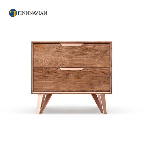finnnavian 芬纳维亚 新品/北美黑胡桃实木床边柜/双抽全实木床头柜