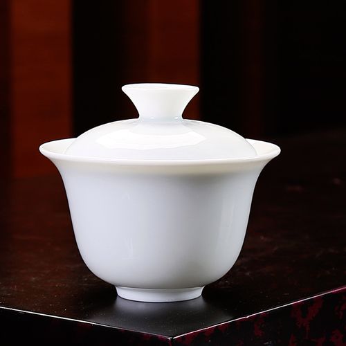 盖碗德化白瓷茶具套装整套功夫陶瓷日式简约茶壶茶杯泡茶会客家用 3.