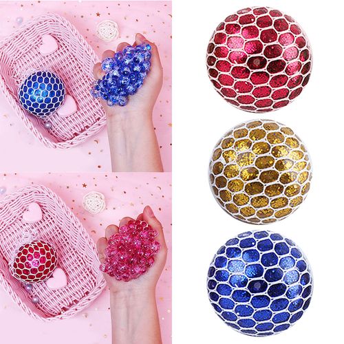 besegad funny anti-stress squishy squeeze mesh grape ball to