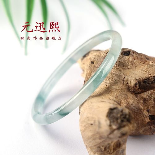 细圆条翡翠叮当镯子镯玉手镯冰种飘花少女款分大小圈口 5.0cm