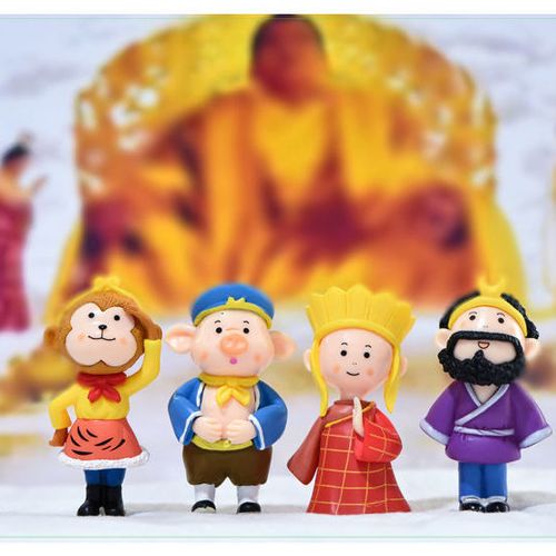 西游记师徒四人微景观小摆件孙悟空唐僧猪八戒沙僧公仔摆件禄协 (4个)