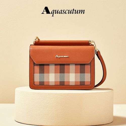 雅格狮丹(aquascutum)单肩包女2021新款轻奢品牌女包经典格纹单肩包斜
