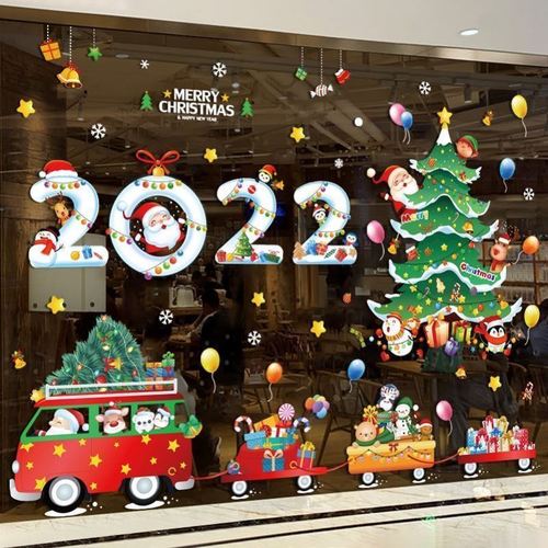 2022元旦贴画christmasday橱窗装饰品圣诞节玻璃贴纸静电贴门贴
