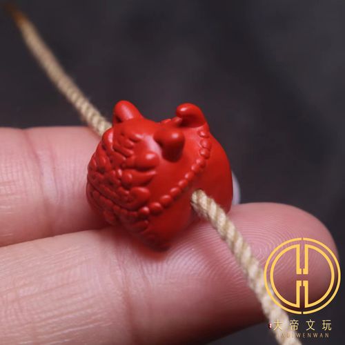 保真朱砂红砂小老虎背云隔珠顶珠侧挂菩提手串长串diy文玩配饰件