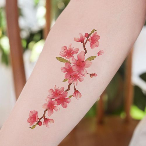 宝宝兔桃花纹身贴防水女性感持久仿真花朵剖腹产手臂花臂刺青贴纸