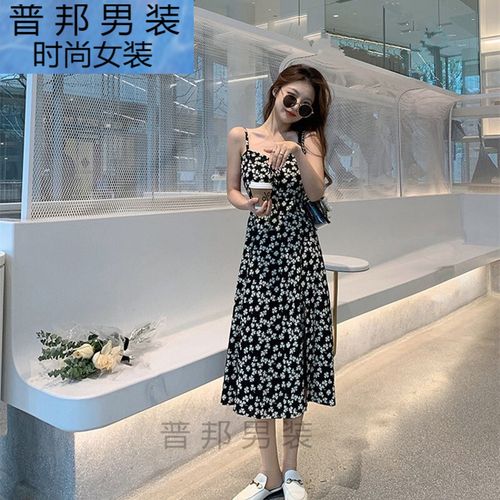 碎花吊带裙收腰显瘦气质女神气质女生淑女人味穿的衣服女士约 图片色