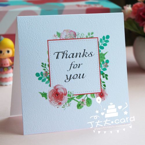 感谢贺卡唯美水彩鲜花创意小清新教师节礼品卡祝福感恩thankyou卡