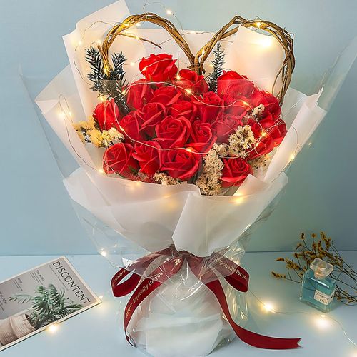繁汀 玫瑰花束礼盒 鲜红玫瑰花束创意香皂花生日礼物女生结婚纪念日送