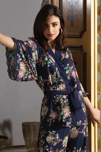 法国 lise charmel magie saphir精致浪漫印花优雅长款家居睡衣裤