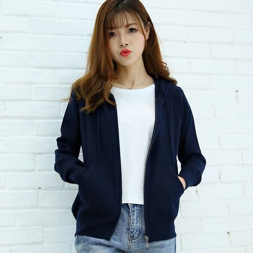 羊毛针织开衫外套女宽松运动外穿毛衣百搭韩版学院风拉链连帽卫衣