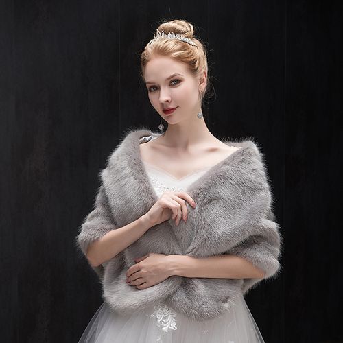 婚纱披肩冬2019秋冬仿水貂毛皮草新娘结婚礼服加厚保暖斗篷外套女