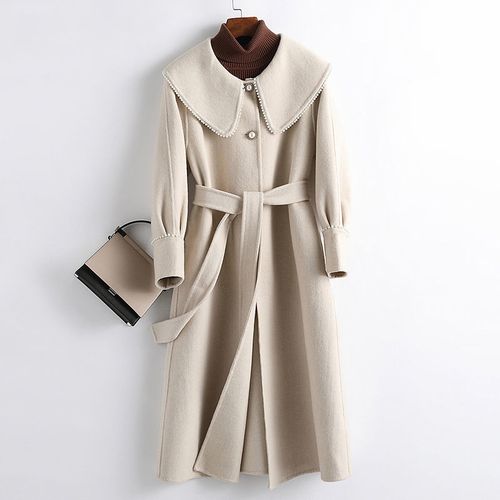 时尚设计感高端羊毛双面呢呢子大衣女中长款羊毛毛呢外套