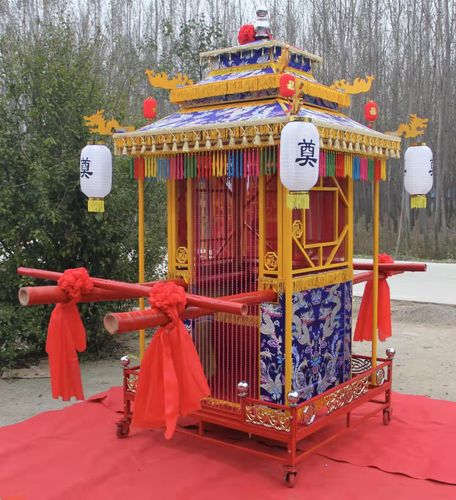 白事轿子殡葬花轿厂家定制丧葬用品抬骨灰盒花轿八抬折叠丧事灵轿