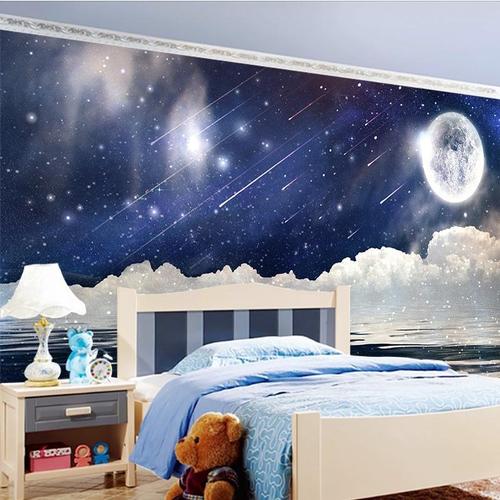 3d立体梦幻星空壁纸儿童房装修卧室床头墙布主题酒店装饰背景墙纸