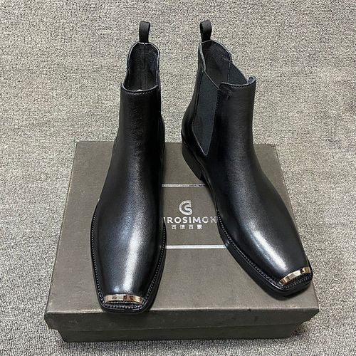 切尔西靴男真皮英伦方头chelsea boot新款潮流短靴韩版靴子马丁靴【1