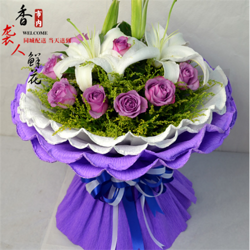 抚州鲜花店同城速递11/19朵紫玫瑰鲜花生日周年纪念花店送花