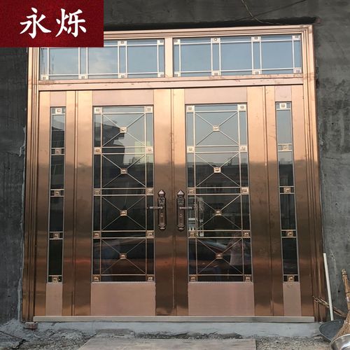 永烁304不锈钢门仿铜门大门防盗门对开四开子母门车库别墅庭院门
