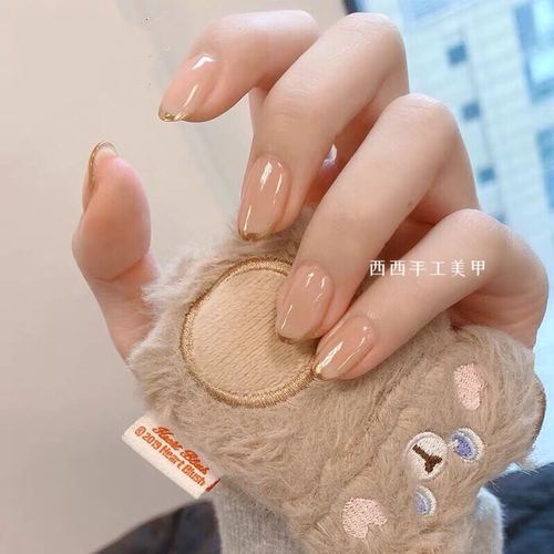 手工定制甲片假指甲成品贴片裸色法式美甲短款圆头防水光疗甲贴