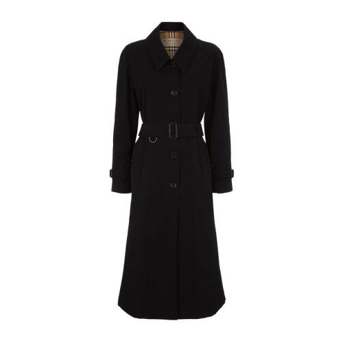 女装 服装 黑色棉质侧开衩轻薄风衣 女士大衣