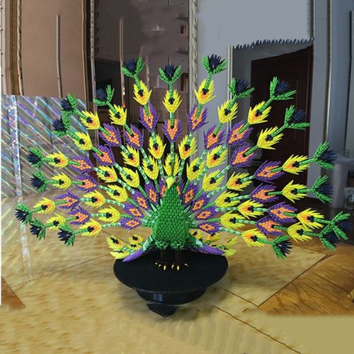 孔雀手工作业三角插折纸材料包制作美术礼物儿童创意立体