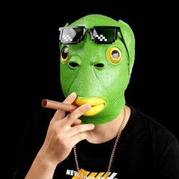 网红同款绿头鱼头套绿鱼人面具怪怪鱼搞笑头套绿头怪创意恶搞绿色头套