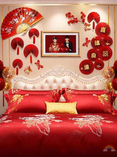 新房布置婚房装饰简约大气卧室房间夫妻结婚套装男方农村客厅爆款
