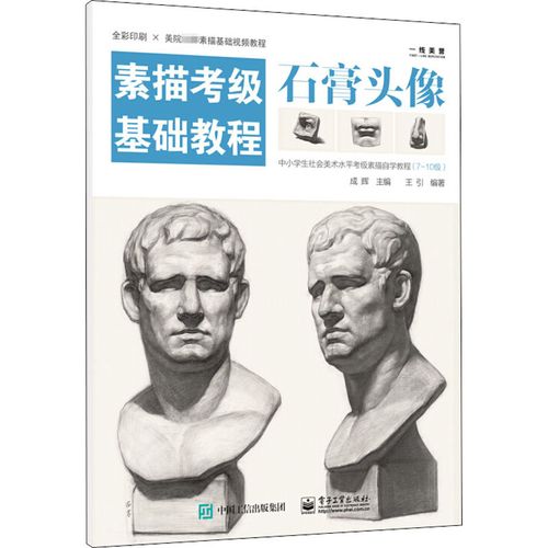石膏头像 7-10中小学社会美术考级零基础入门王引人物素描石膏像五官