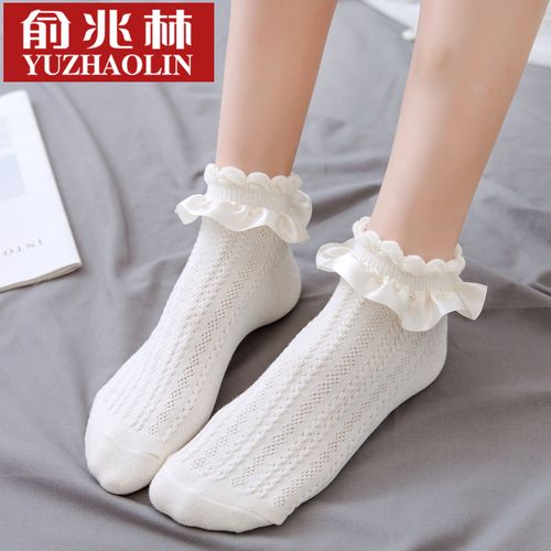 俞兆林白色袜子女生jk春夏季薄款棉袜可爱日系短袜浅口夏天花边袜短筒