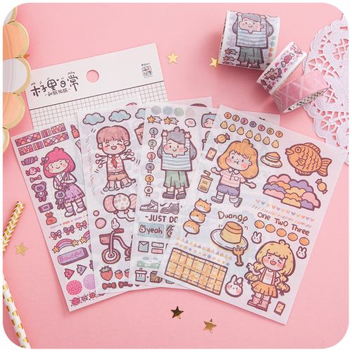 木子里贴纸手账本日系ins网红可爱卡通手帐素材套装胶带少女心李