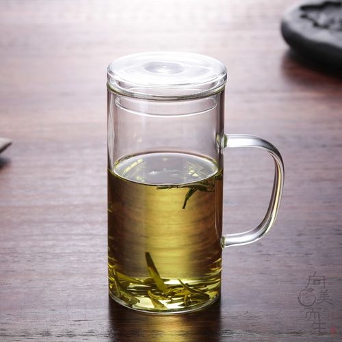 泡毛尖绿茶杯玻璃玻璃泡茶杯子带把月牙k杯o过滤水杯