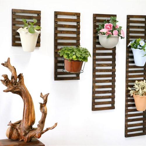 木栅栏壁挂式花架阳台挂墙植物架实木悬挂墙壁花盆架植物攀爬架