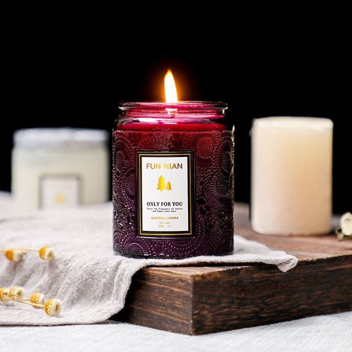 香薰蜡烛安神助眠家用持久卧室无烟香氛浪漫情调薰衣草大豆蜡