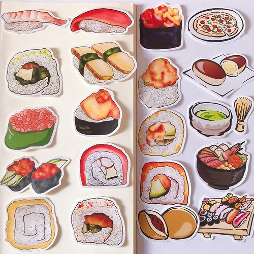 魔女家日本料理美食食物贴纸自制家庭手写菜单本diy手账手帐素材