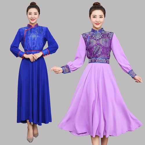 2021新款蒙古服装女士改良蒙古袍生活装裙子旗袍礼服民族演出服饰