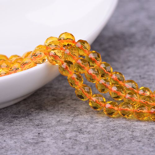 diy饰品 4-12mm人造黄水晶半成品 64刻面切面 仿黄水晶散珠