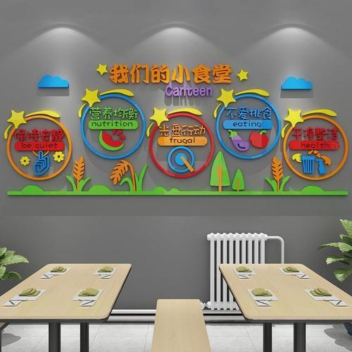 幼儿园小学校食堂餐厅小饭桌环创主题文化墙面壁装饰布置墙贴画纸