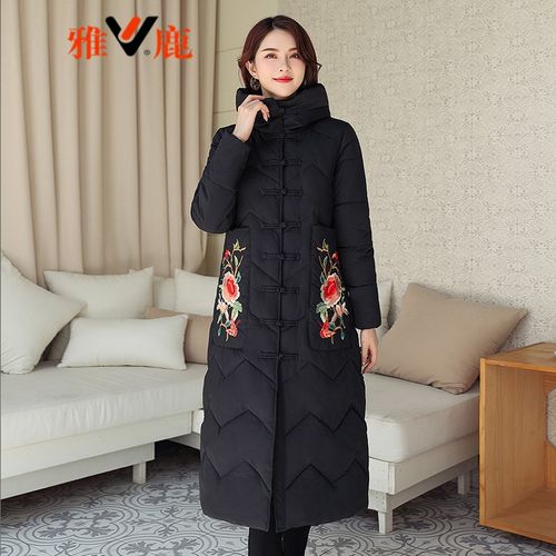 δ69年末特价雅鹿品牌女装棉袄女冬新潮唐装时尚民族风中国风过膝长