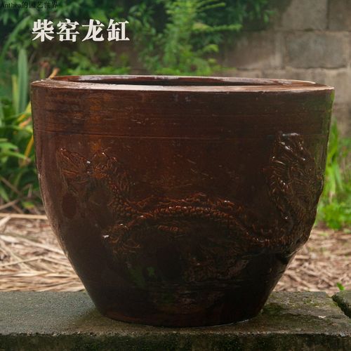 水缸养鱼日式庭院造景风水缸老式寺院阳台老水缸柴窑