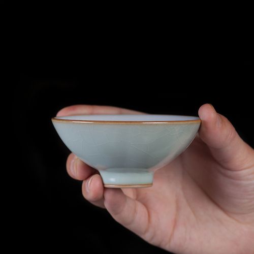 善窑厂李善明汝窑茶杯乾坤斗笠杯纯手工景德镇功夫茶主人杯品茗杯